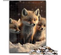 Puzzle da 1000 pezzi di Baby Fox nella neve in cartone, dimensioni 26x38cm, per adolescenti, serata di giochi in famiglia, idea regalo stimolante per la mente.