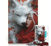 Puzzle da 1000 pezzi di Cappuccetto Rosso e Lupo Bianco per ragazzi, gioco di puzzle stimolante per il relax, ritagli precisi, regalo per le festività (38x26cm)