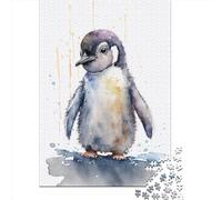 Puzzle da 1000 pezzi di carta da pittura a forma di pinguino carino per adulti, puzzle rettangolare creativo, gioco di sfida per l'esercizio del cervello, regalo di Natale (38x26 cm)