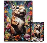 Puzzle da 1000 pezzi di cartone con scoiattolo, relax e sfida, decorazione colorata per la casa, amici, 26X38CM/10,23x14,96 pollici.