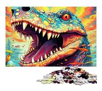 Puzzle da 1000 pezzi di coccodrilli colorati, puzzle impossibili per adulti, rompicapo impegnativo per adolescenti, gioco interattivo divertente per famiglie, 26X38CM/10,23x14,96 pollici.