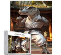 Puzzle da 1000 pezzi di coccodrillo che pratica il karate per adulti che combattono la posa puzzle puzzle colorato fai da te per la decorazione della casa regali puzzle famiglia perfetto per serate di