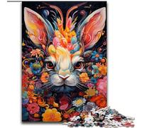 Puzzle da 1000 pezzi di conigli colorati per adolescenti, dai 14 anni in su, rompicapo per famiglie, regali di compleanno per Natale (50x75cm)