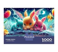Puzzle da 1000 pezzi di coniglietti magici, creature marine psichedeliche per adulti, gioco educativo, bella decorazione, sfida, alta difficoltà, regali di compleanno, 52x38 cm/1000 pezzi