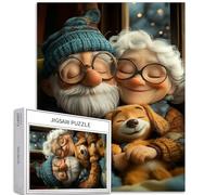 Puzzle da 1000 pezzi di coppia anziana con cucciolo, per adulti, per la casa, la camera da letto, sfondo, puzzle artistico, colorato, fai da te, per la decorazione della casa, regali, puzzle per la