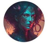 Puzzle da 1000 pezzi di Demoni Fantasy Oscuri, in cartone rotondo, sviluppa la coordinazione occhio-mano, perfetto come regalo di compleanno, 67,5x67,5 cm