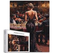 Puzzle da 1000 pezzi di donna in abito nero per adulti Jazz Bar Scene Art Puzzle colorato fai da te per la decorazione della casa Regali Puzzle di famiglia perfetto per serate di gioco 50 × 70 cm