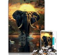 Puzzle da 1000 pezzi di elefanti africani per adolescenti, giocattolo educativo intellettuale decomprimente, decorazione perfetta (75x50cm)