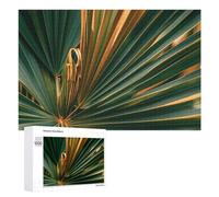 Puzzle da 1000 pezzi di foglie di palma in oro verde puzzle personalizzato per adulti puzzle in legno puzzle personalizzato da foto puzzle classico per matrimonio compleanno San Valentino da