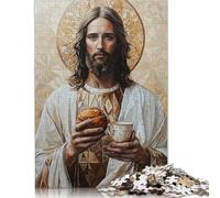 Puzzle da 1000 pezzi di Gesù con pane e calice per adulti e adolescenti, puzzle di carta, gioco educativo, sfida, giocattolo, regalo di compleanno (75x50 cm)