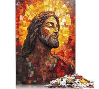 Puzzle da 1000 pezzi di Gesù Cristo in mosaico di vetro colorato per adulti, puzzle di carta, regali di Halloween, puzzle, gioco educativo, sfida giocattolo (75x50 cm)