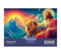 Puzzle da 1000 pezzi di Gesù in Paradiso, Gesù con Leone, per adulti dai 12 anni in su, giochi educativi, decorazioni per la casa, difficili, per uomini e donne, 70x50 cm