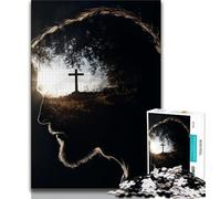 Puzzle da 1000 pezzi di Gesù per adulti, impegnativo da completare ma divertente e umoristico, unico, decorativo e regalo, 38x26cm