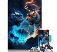 Puzzle da 1000 pezzi di ghiaccio e fuoco tigre puzzle per adulti e ragazzi 1000 pezzi giocattoli giochi educativi antistress migliora l'amore tra coppie (50x75cm)