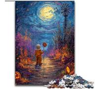 Puzzle da 1000 pezzi di Halloween sotto il cielo notturno per adolescenti, antistress per ammazzare il tempo in casa con poster abbinato e foglio di quiz (50x75cm)