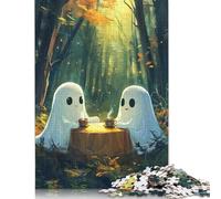 Puzzle da 1000 pezzi di Halloween, tema: "Tea Party con i fantasmi", livello di difficoltà: puzzle, giochi educativi, giocattolo, regali di Natale (75x50 cm)