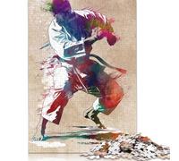 Puzzle da 1000 pezzi di Karate con acquerello, per adulti, difficoltà elevata, per rafforzare i rapporti tra i membri della famiglia (75x50 cm)