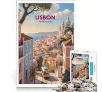 Puzzle da 1000 pezzi di Lisbona per adulti, gioco divertente, interazione genitore-figlio, ogni pezzo è unico 38x52cm
