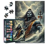 Puzzle da 1000 pezzi di Lord Shiva Maha Shivratri mistica epica indiana, illustrazione di carta di alta qualità, edizione da collezione, yoga spirituale, decorazione, mitologia indù, arte 60 x 50 cm
