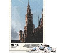 Puzzle da 1000 pezzi di Marienplatz a Monaco di Baviera, difficoltà per adulti, rafforza i rapporti tra i membri della famiglia (75x50 cm)