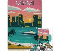 Puzzle da 1000 pezzi di Miami Florida Travel Art per adolescenti, regali per sfide di gioco educativo, giocattoli unici per la casa e regali 75x50cm