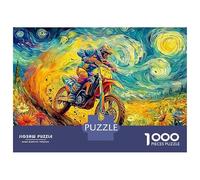 Puzzle da 1000 pezzi di Motocross Starry, Splatter Art, Motocicletta, Gioco educativo per adulti, Decorazione per la casa, Sfida ad alta difficoltà, Compleanno maschile e femminile, 52x38 cm, Regali