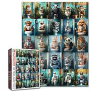 Puzzle da 1000 pezzi di mucca delle Highland per adulti, animali divertenti sulla toilette, puzzle artistici per impegnativi giochi di attività familiari astratti colorati puzzle fai da te per bagno