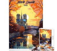 Puzzle da 1000 pezzi di Notre Dame de Paris gioco educativo decorazione perfetta per la parete con poster abbinato e foglio di curiosità (38x52cm)