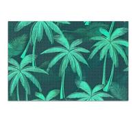 Puzzle da 1000 pezzi di palme tropicali verdi per adulti, elefante bianco, idea regalo per feste, paesaggio, arte colorata, 75 x 50 cm