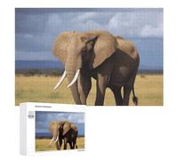 Puzzle da 1000 pezzi di puzzle con elefanti africani prati, puzzle personalizzati in legno per adulti foto puzzle arte da appendere alla parete decorazione per compleanno, matrimonio, San Valentino