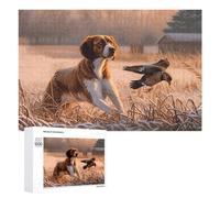 Puzzle da 1000 pezzi di puzzle con fagiano che cattura il cane puzzle personalizzato in legno per adulti foto puzzle arte appeso alla parete decorazione per compleanno, matrimonio, San Valentino