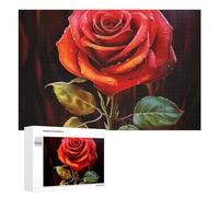 Puzzle da 1000 pezzi di puzzle con rosa rossa, puzzle personalizzato in legno per adulti, foto puzzle arte da appendere alla parete, decorazione per compleanno, matrimonio, San Valentino, anniversario