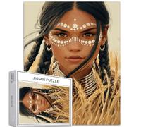 Puzzle da 1000 pezzi di ragazza nativa americana per adulti sfondo pascolo puzzle artistico colorato puzzle fai da te per la decorazione della casa regali puzzle famiglia perfetto per serate di gioco