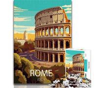 Puzzle da 1000 pezzi di Roma, Italia, per adolescenti, antistress, per ammazzare il tempo durante le vacanze, con poster abbinato e foglio di quiz, 50x75cm