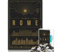 Puzzle da 1000 pezzi di Roma, Italia, per adolescenti, antistress, per ammazzare il tempo durante le vacanze, con poster abbinato e foglio di quiz, 50x75cm