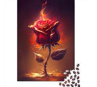Puzzle da 1000 pezzi di rose in fiamme per adulti, regalo di Halloween, puzzle, gioco educativo, sfida, giocattolo, 1000 pezzi (75x50 cm)