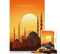 Puzzle da 1000 pezzi di Santa Sofia al tramonto per adolescenti, ideale per ricordare, migliorare, calmare la mente, con dettagli nitidi e opere d'arte da collezione 38x52cm
