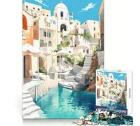 Puzzle da 1000 pezzi di Santorini, Grecia, per adulti e ragazzi, ideale per allenare la mente, per una fuga rilassante, con taglio laser e un bel regalo (38x26cm)