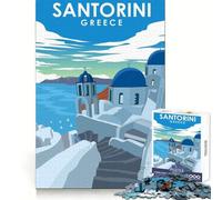 Puzzle da 1000 pezzi di Santorini, Grecia, per adulti e ragazzi, ideale per allenare la mente, per una fuga rilassante, con taglio laser e un bel regalo (50x75cm)