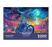 Puzzle da 1000 pezzi di scheletro per motociclisti scuri occidentali, puzzle impossibile, perfetto per il relax, 100% cartone riciclato per adulti e bambini, a partire dai 14 anni, 38 x 26 cm, 1000