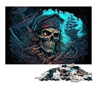 Puzzle da 1000 pezzi di scheletro pirata in cartone per adulti, rompicapo impegnativo, giocattolo rilassante per adolescenti, 26X38CM/10,23x14,96 pollici.