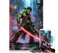 Puzzle da 1000 pezzi di Shadowrun Cyberpunk Orco Guerriero con Katana Luminosa per Adulti Regalo Gioco di Ragionamento e Sviluppo delle Abilità Antistress Taglio Preciso Lista dei Desideri di Babbo