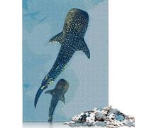 Puzzle da 1000 pezzi di squali balena in acqua blu per adulti, puzzle di carta, giochi educativi per bambini, 38x26 cm/1000 pezzi
