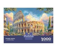 Puzzle da 1000 pezzi di strada parigina con la Torre Eiffel, Colosseo romano per adulti, bella decorazione, sfida, difficoltà elevata, regalo di compleanno per uomini e donne, 52x38 cm