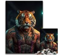 Puzzle da 1000 pezzi di tigre antropomorfa per adulti puzzle per adulti perfetti per adolescenti rompicapo per creare legami familiari e regalo fai da te per la casa 1000 pezzi (38x26 cm)