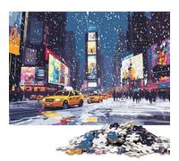 Puzzle da 1000 pezzi di Times Square innevata con taxi gialli, puzzle quadrati per adulti e puzzle di carta, puzzle per la decorazione della casa, 38x26 cm/1000 pezzi