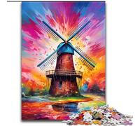Puzzle da 1000 pezzi di un mulino a vento in cartone, sviluppa la coordinazione occhio-mano, perfetto come regalo di compleanno (dimensioni 26x38cm)
