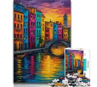 Puzzle da 1000 pezzi di Venezia, Italia per adolescenti, antistress, per ammazzare il tempo durante le vacanze, con poster abbinato e foglio di quiz (75x50cm)