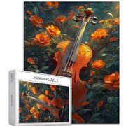 Puzzle da 1000 pezzi di violino nei fiori per adulti Fantasy Forest Background Art Puzzle colorato fai da te per la decorazione della casa regali puzzle famiglia perfetto per serate di gioco 50 × 70
