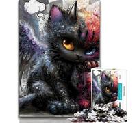 Puzzle da 1000 pezzi "Diavolo Gattino" per adulti e adolescenti, difficile da completare ma divertente e spiritoso, un regalo e un arredamento per la casa unico (38x26cm)